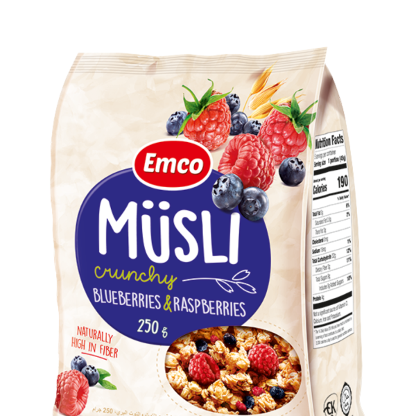 Emco Crunchy Musli Blueberries & Raspberries 250g